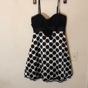 Black and white polka dot thin strap  dress NWT